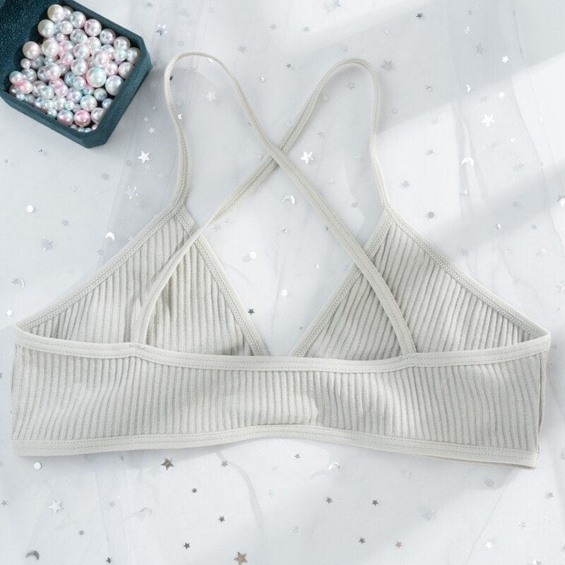 Materiałowy biustonosz prążkowany