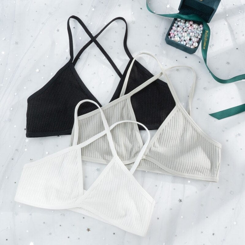 Materiałowy biustonosz prążkowany