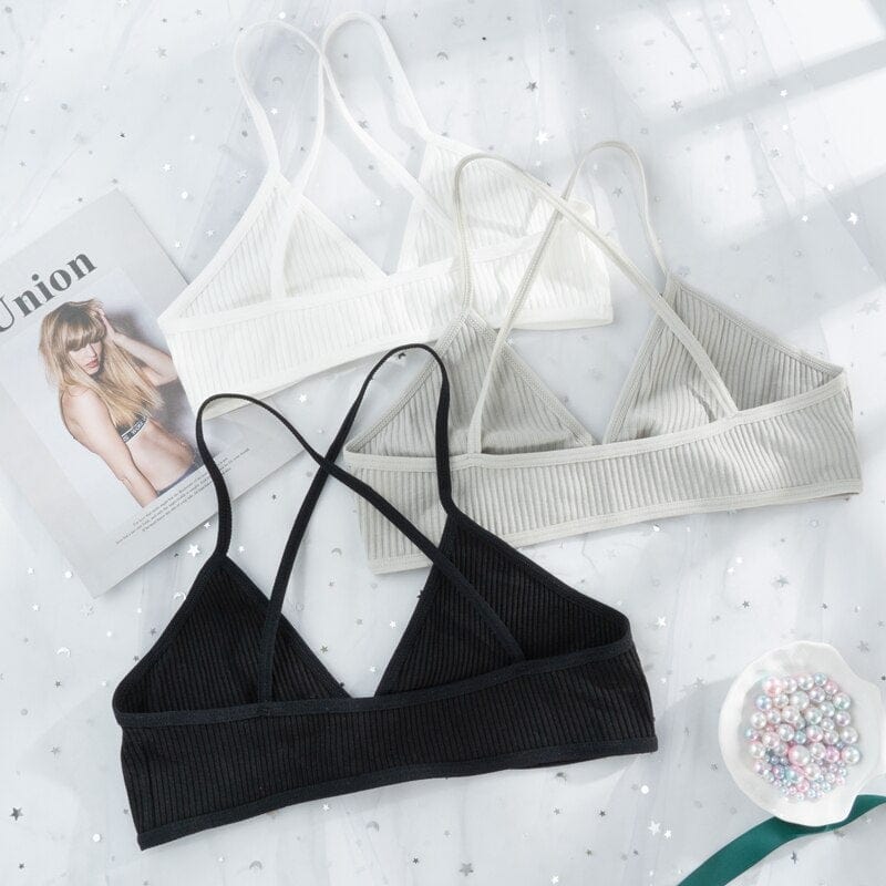 Materiałowy biustonosz prążkowany