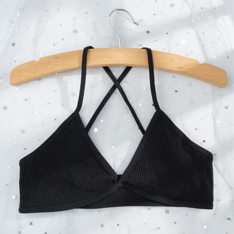 Materiałowy biustonosz prążkowany