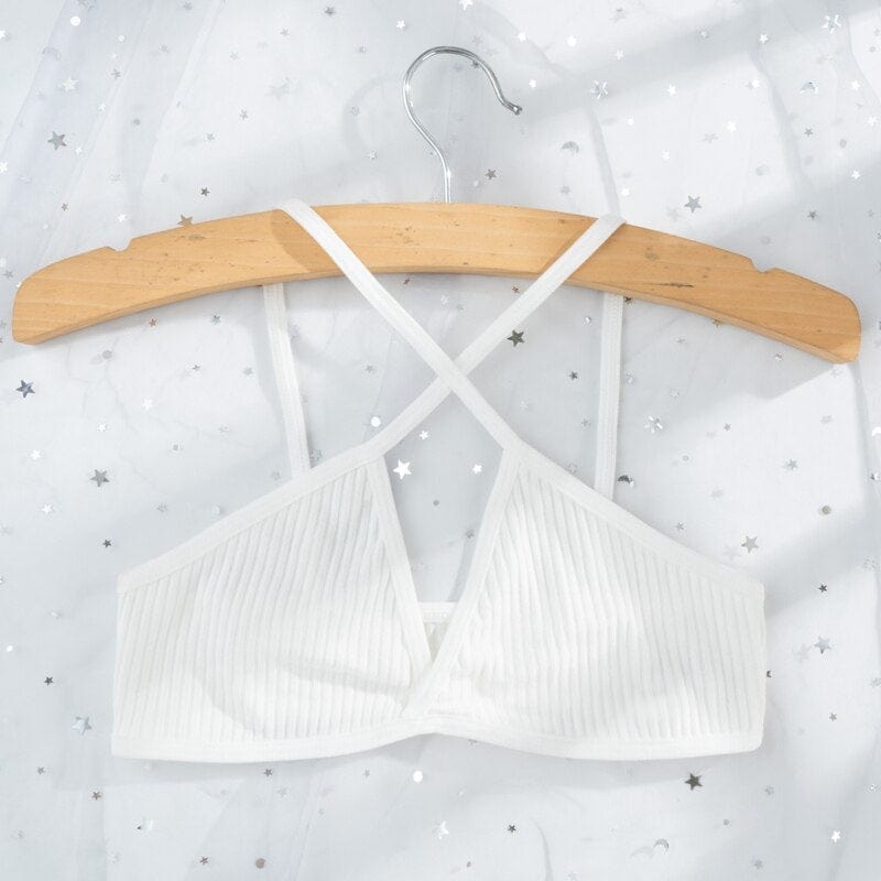 Materiałowy biustonosz prążkowany