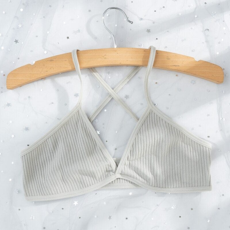 Materiałowy biustonosz prążkowany