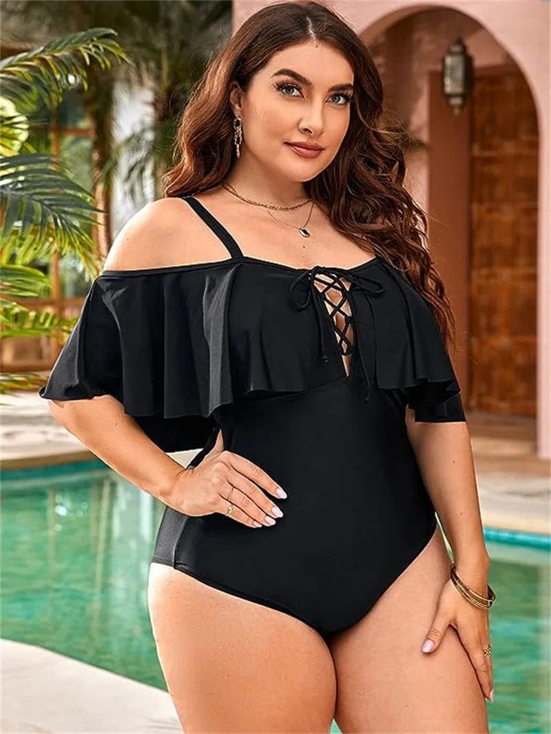 Jednoczęściowy strój kąpielowy plus size w stylu hiszpanki
