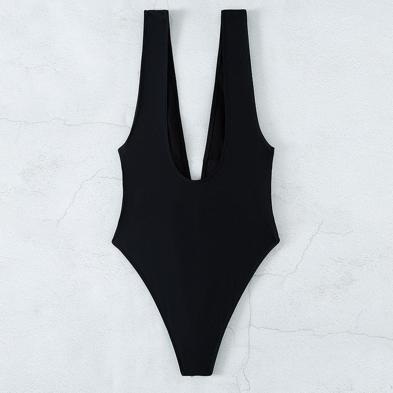 Strój kąpielowy z głębokim dekoltem i wiązaniem