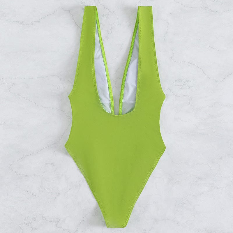 Strój kąpielowy z głębokim dekoltem i wiązaniem