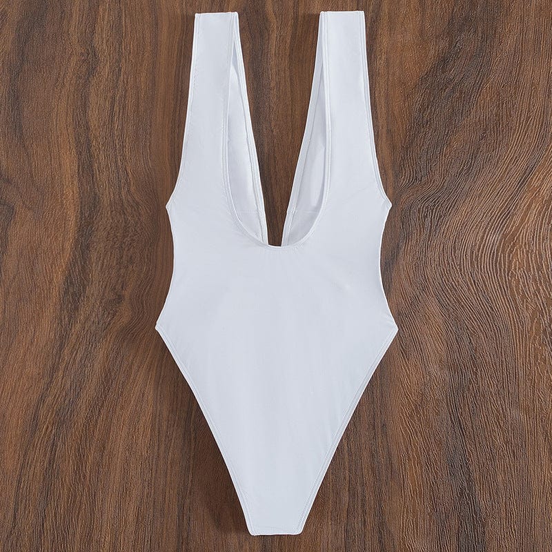 Strój kąpielowy z głębokim dekoltem i wiązaniem