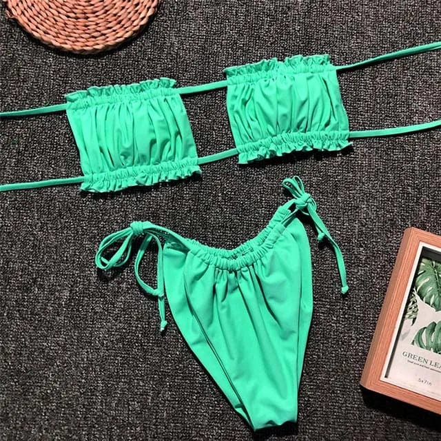 Dwuczęściowy strój kąpielowy bikini bez ramiączek