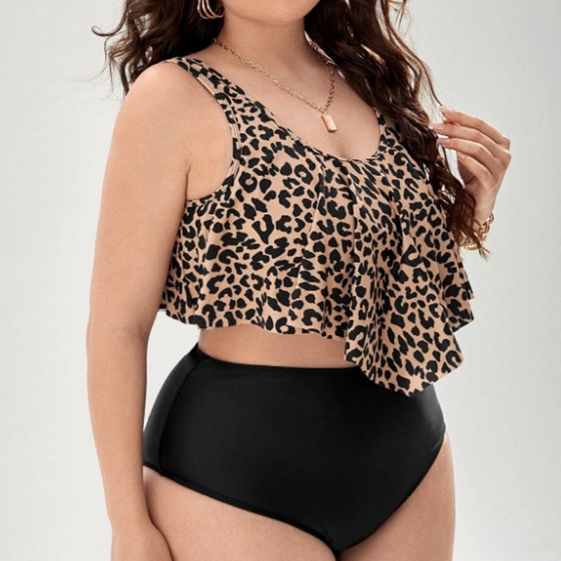 Dwuczęściowy strój kąpielowy w panterkę plus size