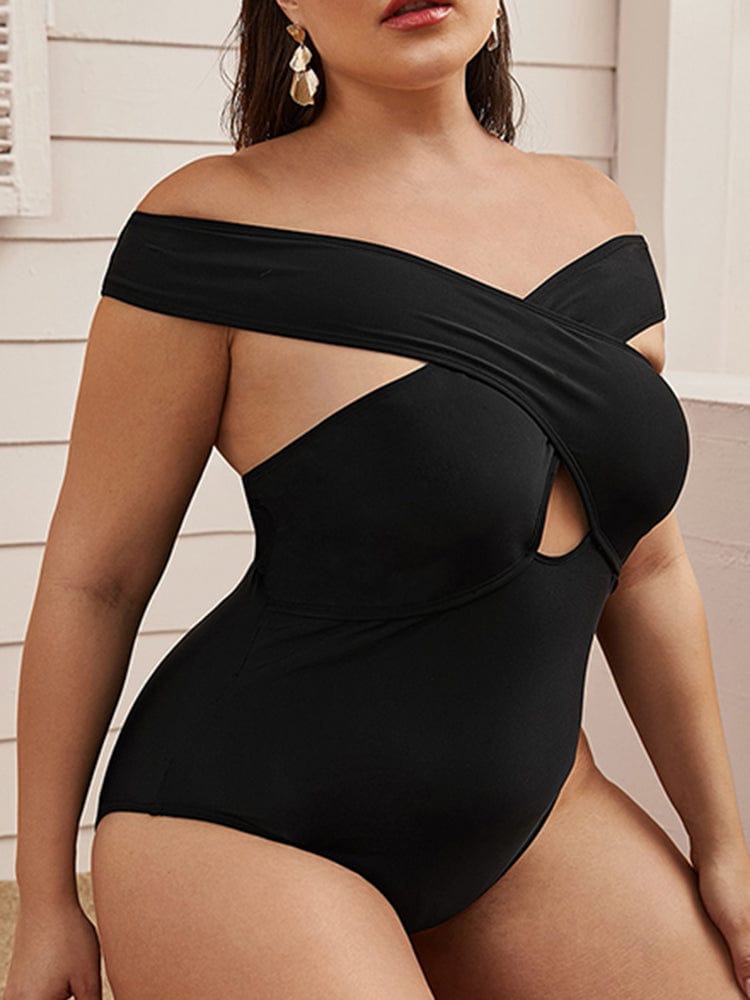 Jednoczęściowy strój kąpielowy Plus size z wycięciem