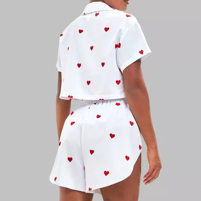 Komplet piżamowy z krótkim rękawem w sreduszka