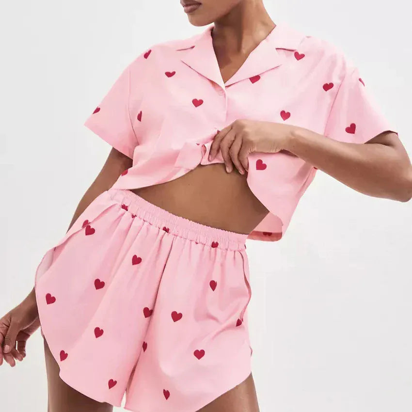 Komplet piżamowy z krótkim rękawem w sreduszka