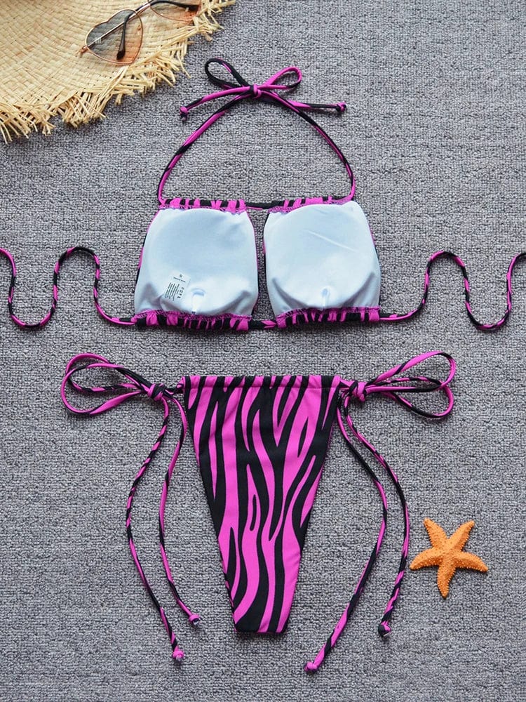 Strój kąpielowy bikini z motywem zebry
