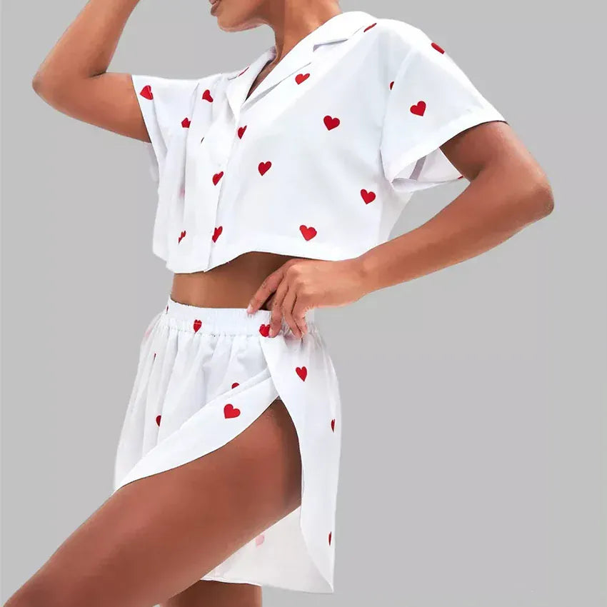 Komplet piżamowy z krótkim rękawem w sreduszka