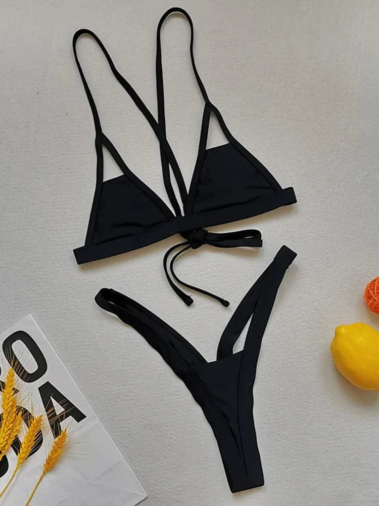 Wycięte bikini z wiązaniem na plecach