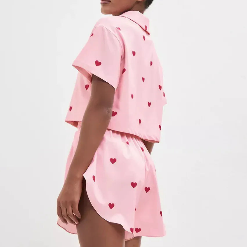 Komplet piżamowy z krótkim rękawem w sreduszka