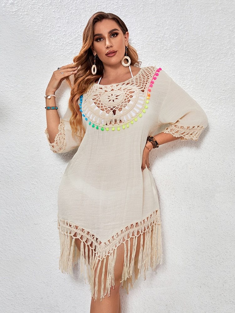 Sukienka plażowa z frędzlami Plus size-Laurene.pl