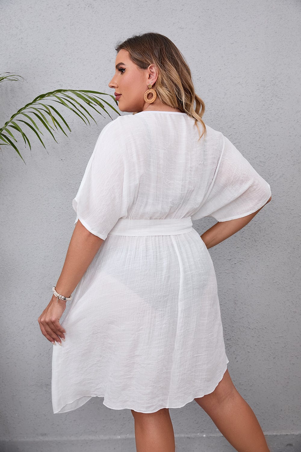 Sukienka plażowa z paskiem Plus size